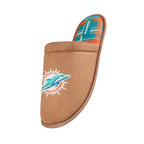 Miami Dolphins Brown Suede Slippers