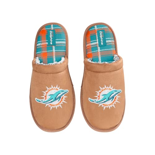 Miami Dolphins Brown Suede Slippers