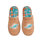 Miami Dolphins Brown Suede Slippers