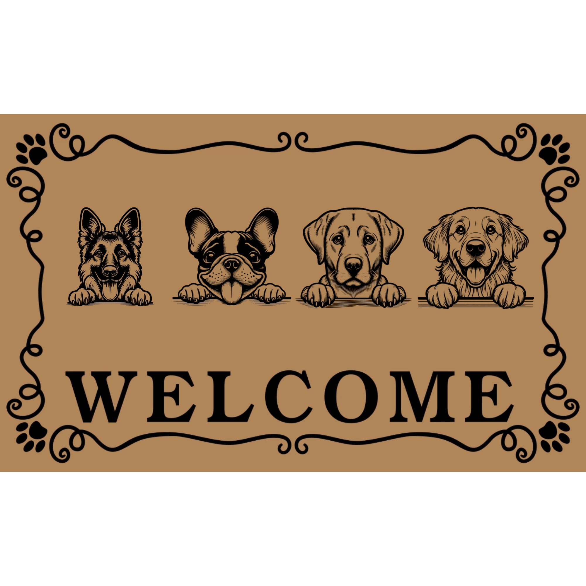 Personalized Dog Family Welcome Coir Mat – 4 Dogs