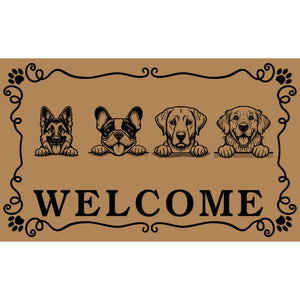 Personalized Dog Family Welcome Coir Mat – 4 Dogs