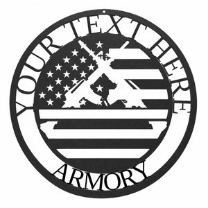 Personalized Armory Metal Sign – Custom Name Gun Room Decor