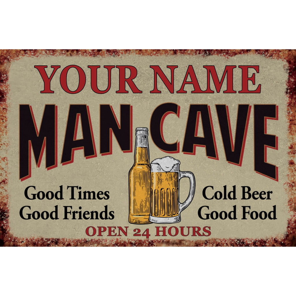 Personalized Mancave Metal Sign – Good Times Cold Beer Custom Bar Decor