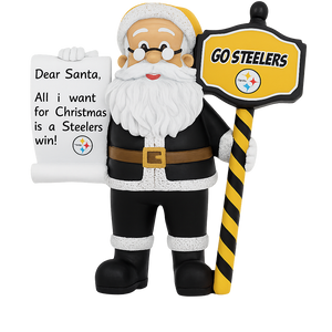 Pittsburgh Steelers Santa With Scroll Ornament