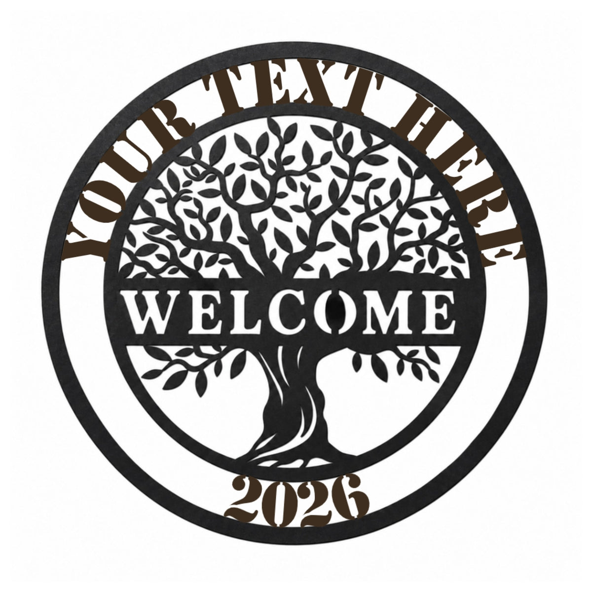 Personalized Family Tree Metal Sign – Custom Last Name Welcome Wall Decor