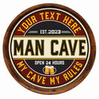 Personalized Man Cave Barrel Sign – My Cave My Rules