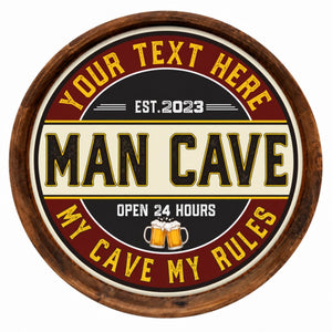 Personalized Man Cave Barrel Sign – My Cave My Rules