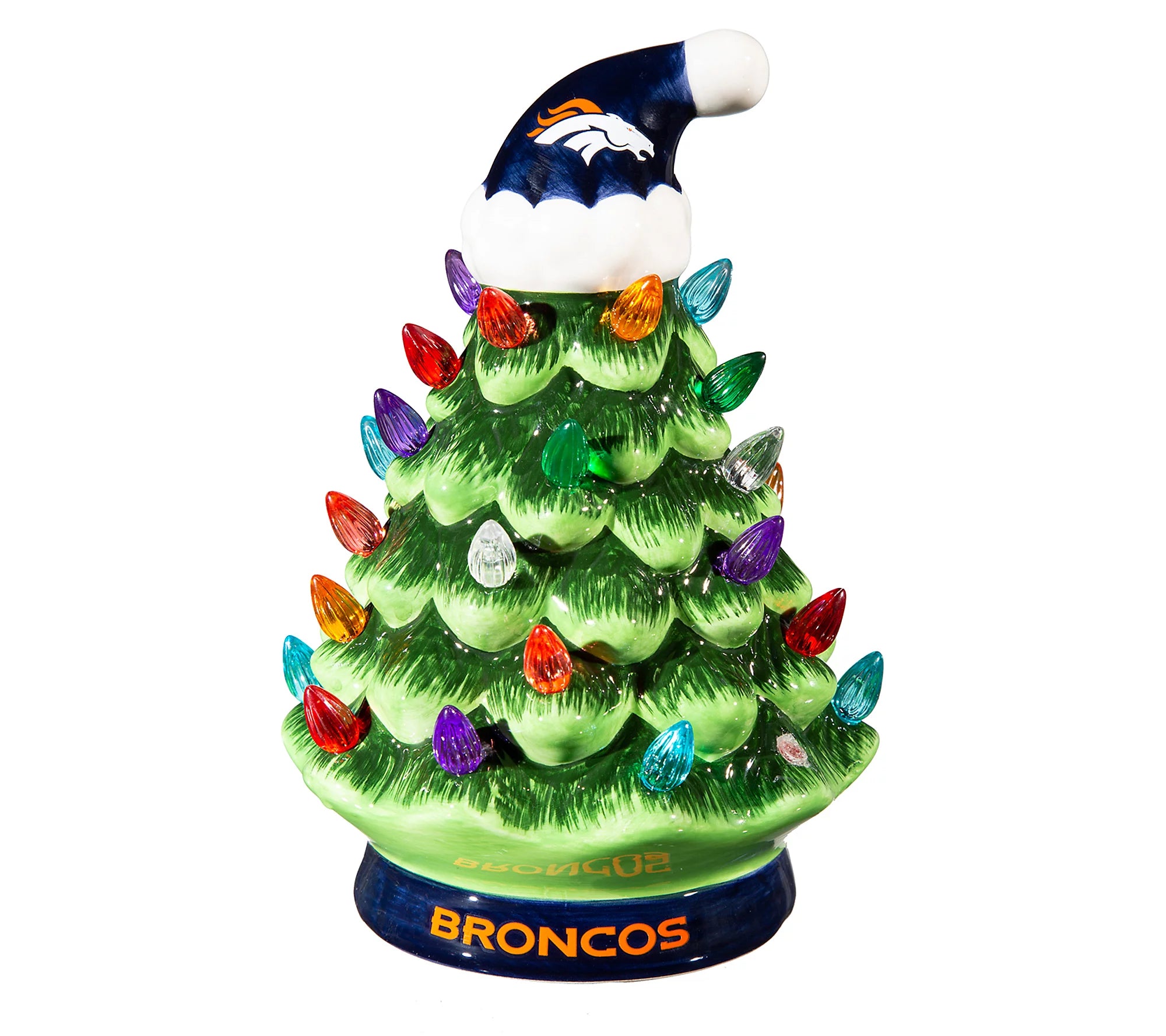 Denver Broncos LED Ceramic Christmas Tree - 8"