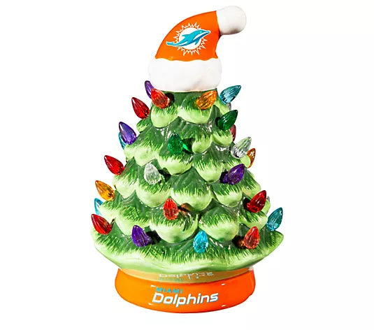 Miami Dolphins LED Ceramic Christmas Tree - 8"