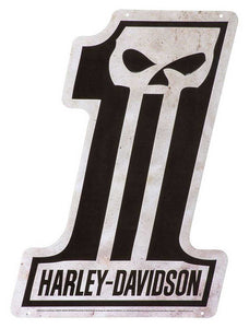 Harley-Davidson Embossed Tin Sign, Shaped #1 Skull Logo