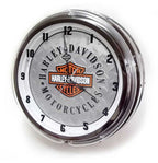 Harley-Davidson Diamond Plated Bar & Shield Neon Clock