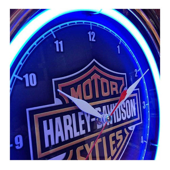 Harley-Davidson Essential Bar & Shield Blue Neon Clock