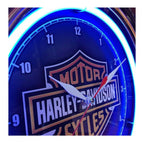 Harley-Davidson Essential Bar & Shield Blue Neon Clock