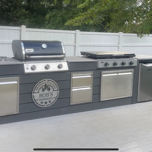 Personalized Metal BBQ Grill Sign –  Smokehouse & Grill Wall Art & Gift for Dad