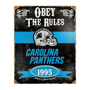 Carolina Panthers Obey Rules Metal Sign