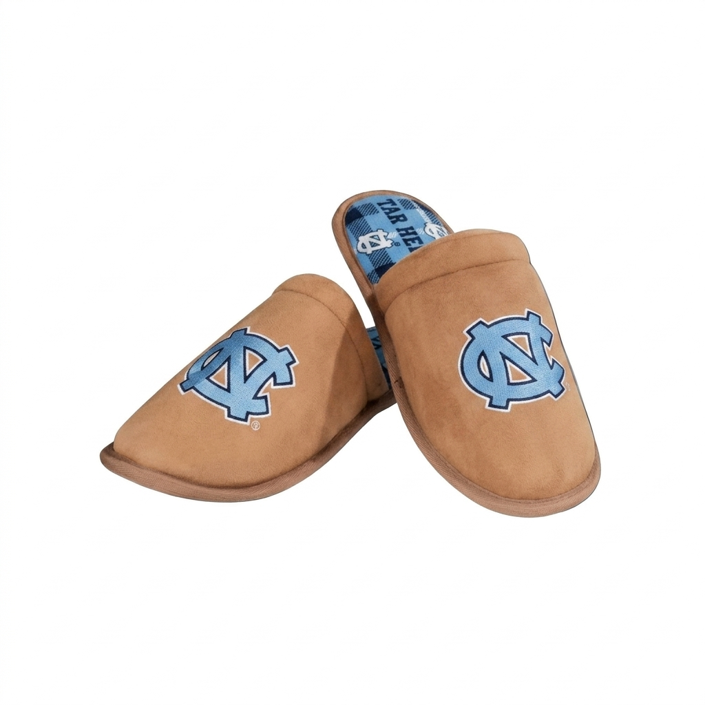 North Carolina Tar Heels Brown Suede Slippers