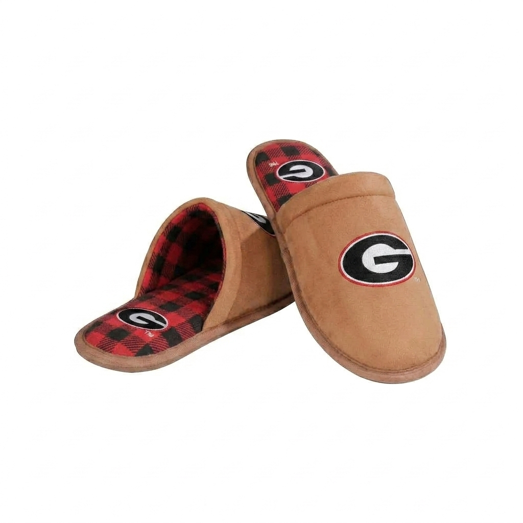 Georgia Bulldogs Brown Suede Slippers