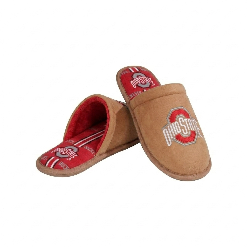 Ohio State Buckeyes Brown Suede Slippers