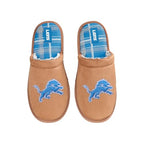 Detroit Lions Brown Suede Slippers
