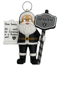 Las Vegas Raiders Santa With Scroll Ornament
