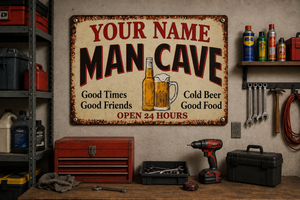 Personalized Mancave Metal Sign – Good Times Cold Beer Custom Bar Decor
