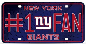 New York Giants #1 Fan Metal Car Tag