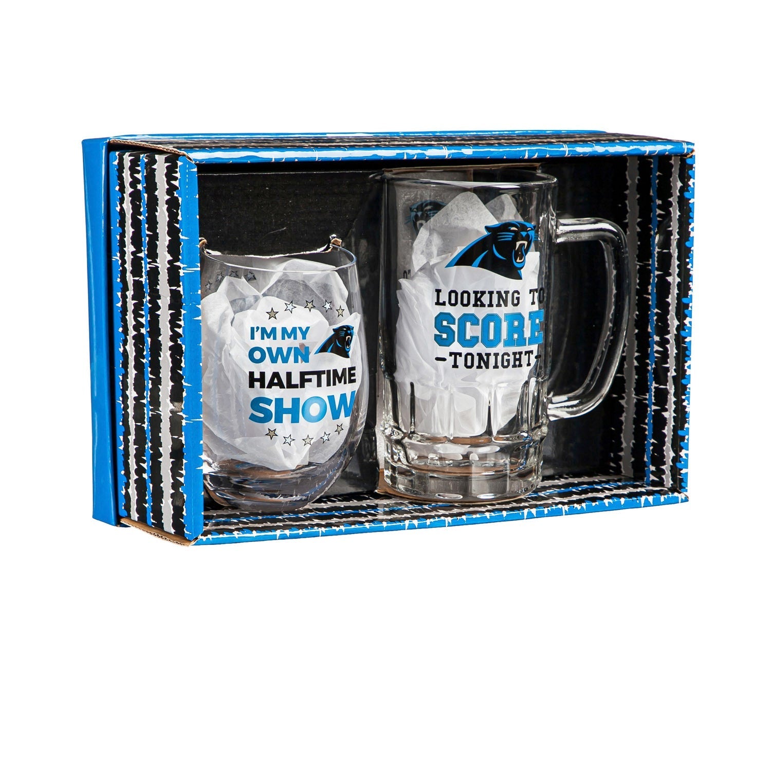 Carolina Panthers Stemless 17OZ Wine & Beer 16 OZ Gift Set
