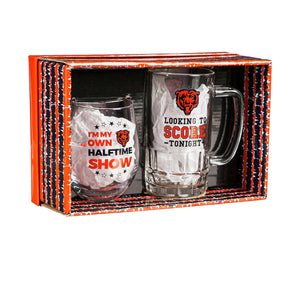 Chicago Bears Stemless 17OZ Wine & Beer 16 OZ Gift Set