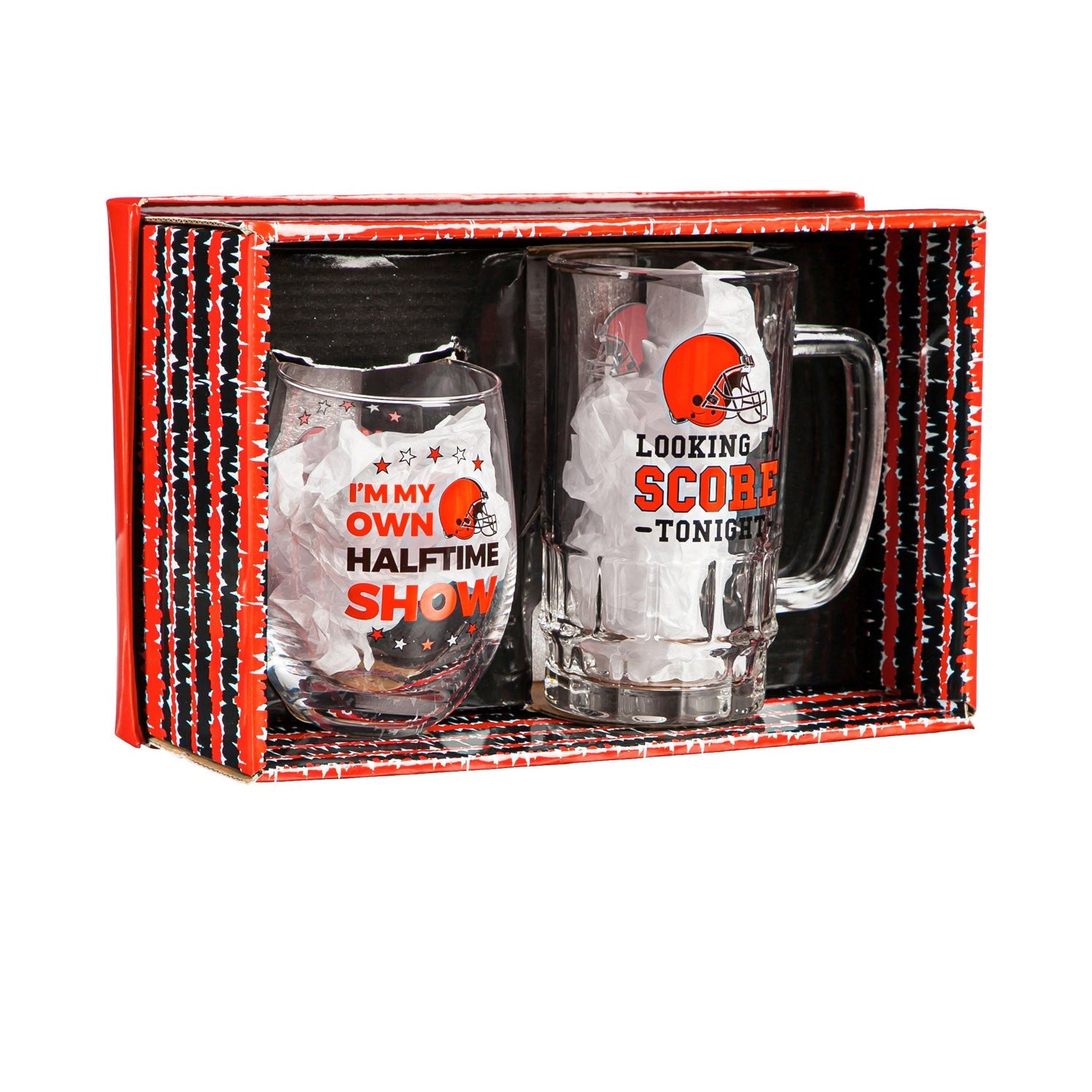 Cleveland Browns Stemless 17OZ Wine & Beer 16 OZ Gift Set