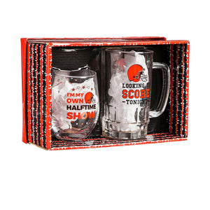 Cleveland Browns Stemless 17OZ Wine & Beer 16 OZ Gift Set