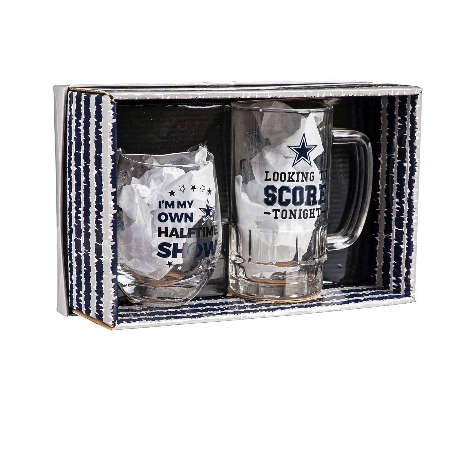 Dallas Cowboys Stemless 17OZ Wine & Beer 16 OZ Gift Set