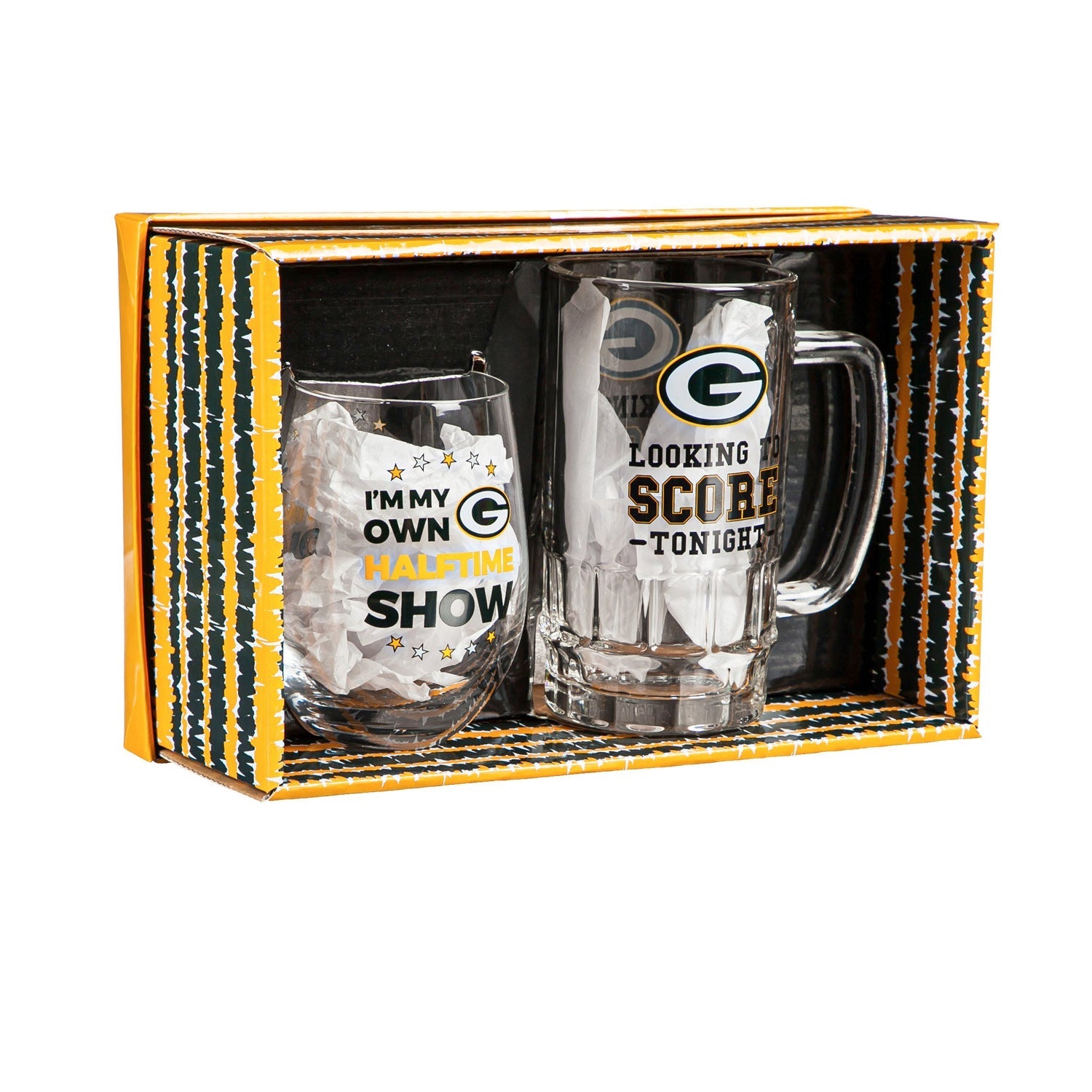 Green Bay Packers Stemless 17OZ Wine & Beer 16 OZ Gift Set