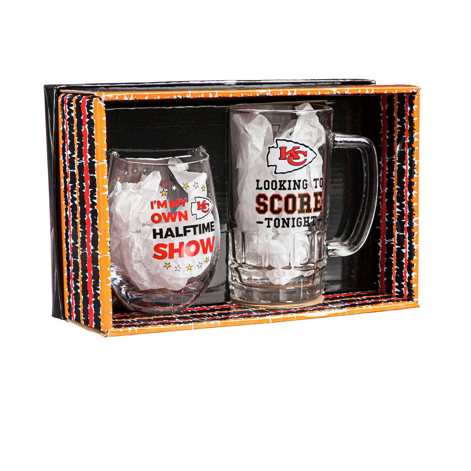 Kansas City Chiefs Stemless 17OZ Wine & Beer 16 OZ Gift Set