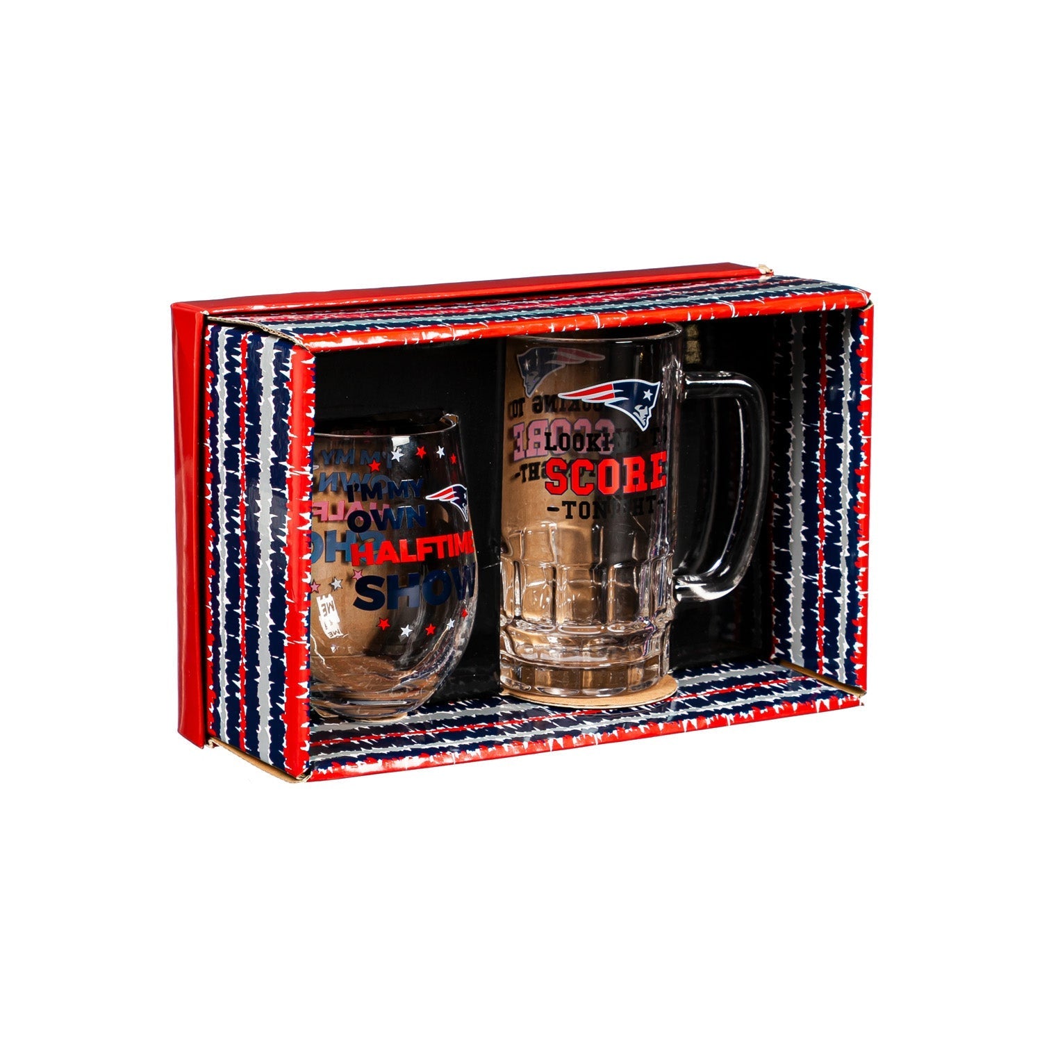 New England Patriots Stemless 17OZ Wine & Beer 16 OZ Gift Set