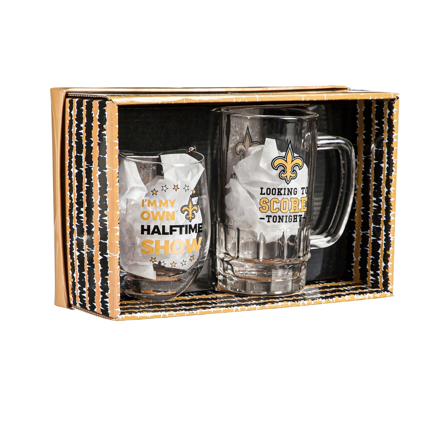 New Orleans Saints Stemless 17OZ Wine & Beer 16 OZ Gift Set