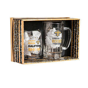 New Orleans Saints Stemless 17OZ Wine & Beer 16 OZ Gift Set