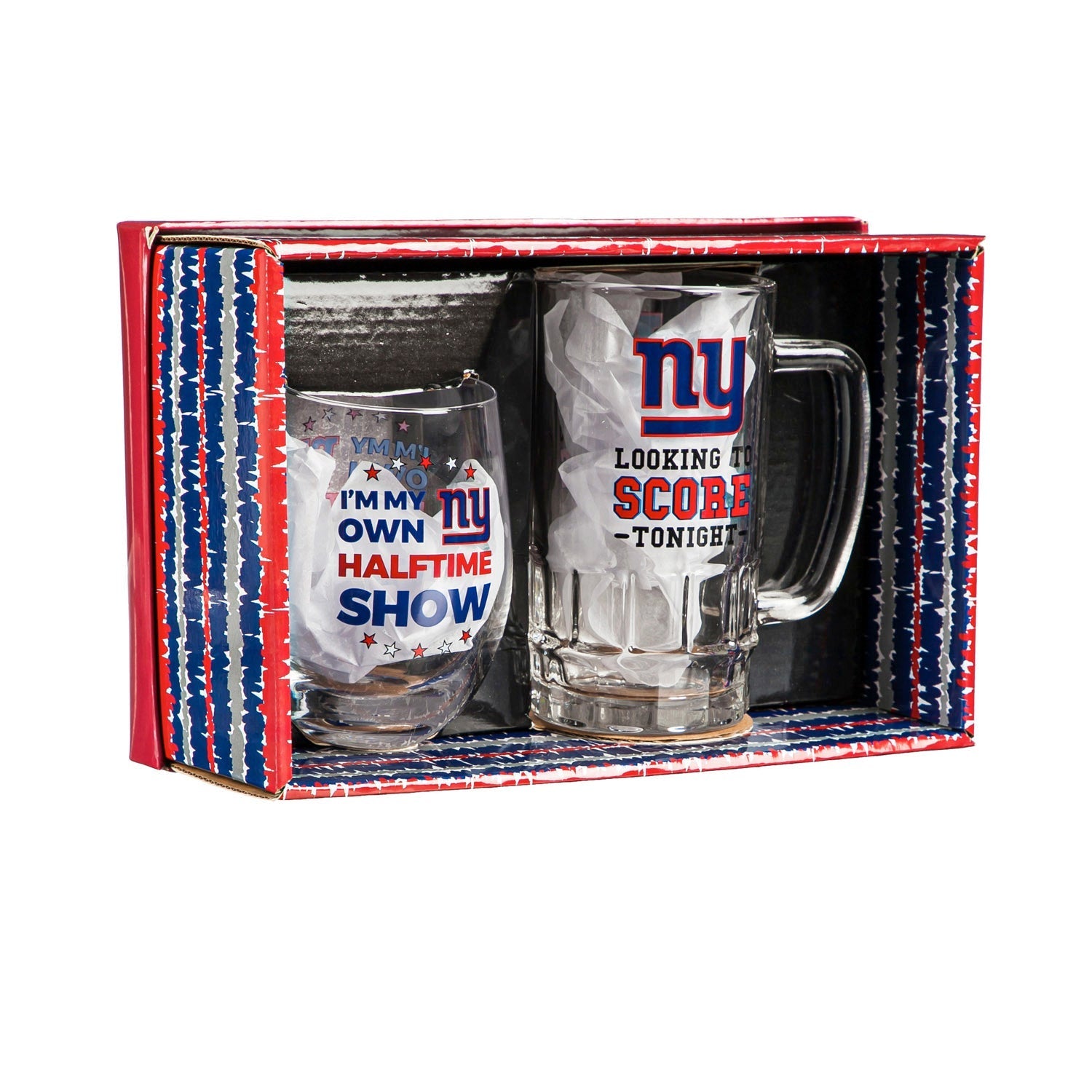 New York Giants Stemless 17OZ Wine & Beer 16 OZ Gift Set