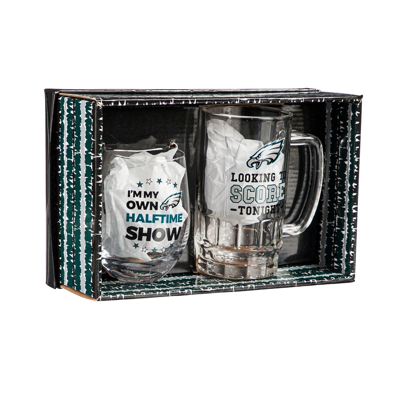 Philadelphia Eagles Stemless 17OZ Wine & Beer 16 OZ Gift Set