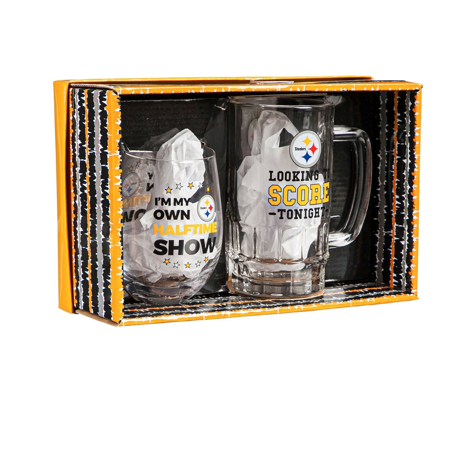 Pittsburgh Steelers Stemless 17OZ Wine & Beer 16 OZ Gift Set