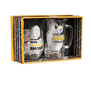 Pittsburgh Steelers Stemless 17OZ Wine & Beer 16 OZ Gift Set