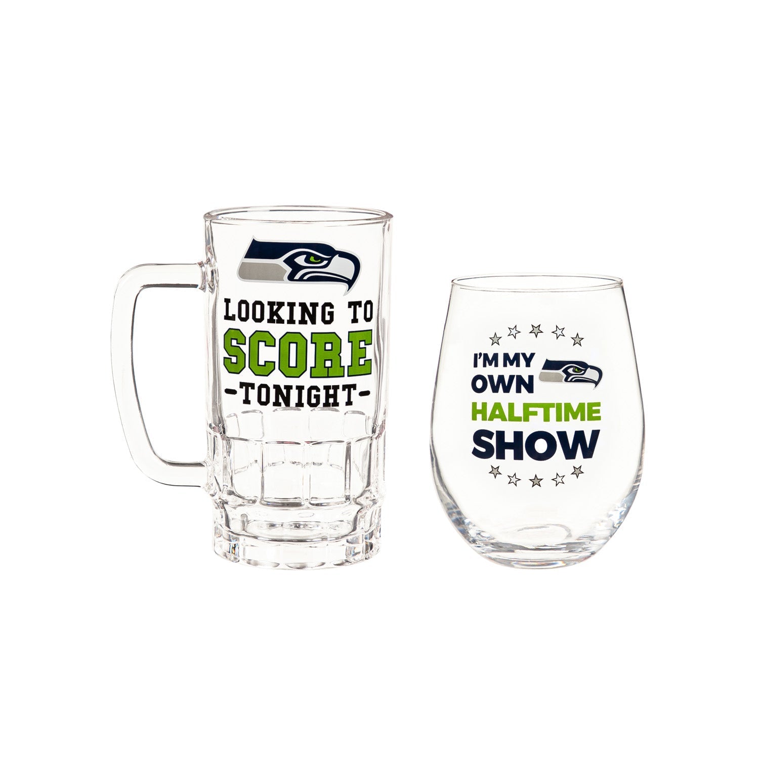 Seattle Seahawks Stemless 17OZ Wine & Beer 16 OZ Gift Set