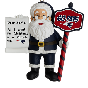 New England Patriots Santa With Scroll Ornament