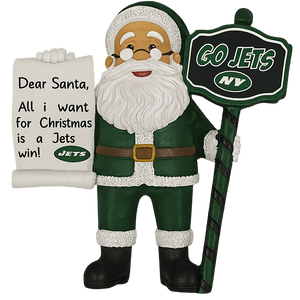 New York Jets Santa With Scroll Ornament