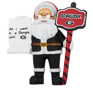 Georgia Bulldogs Santa With Scroll Ornament