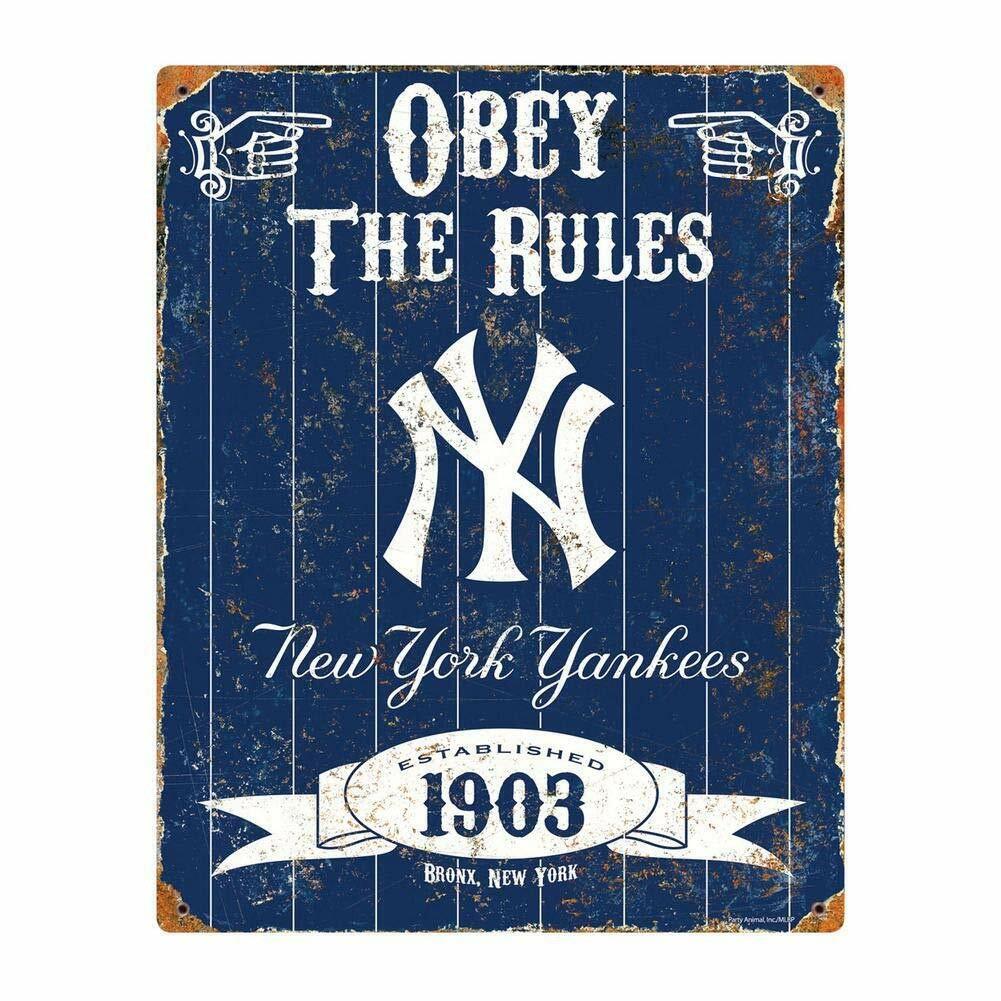 New York Yankees Obey Rules Metal Sign