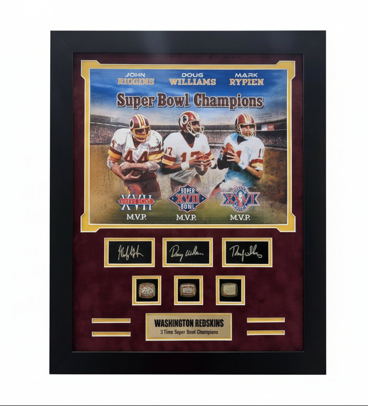 Washington Redskins John Riggins Doug Williams & Mark Rypien Ring Frames