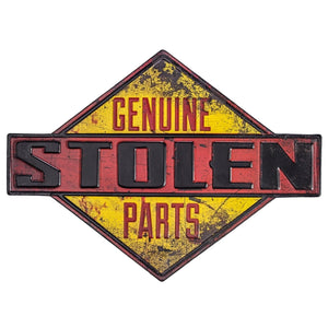 Genuine Stolen Parts Shaped Embossed Metal Signs