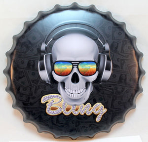 Skull Bling Scalloped metal signs