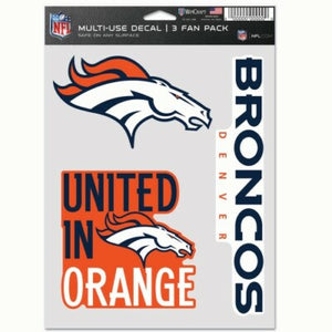 Denver Broncos Decal Multi Used 3pcs Fan Pack