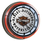 Harley-Davidson Diamond Plated Bar & Shield Neon Clock